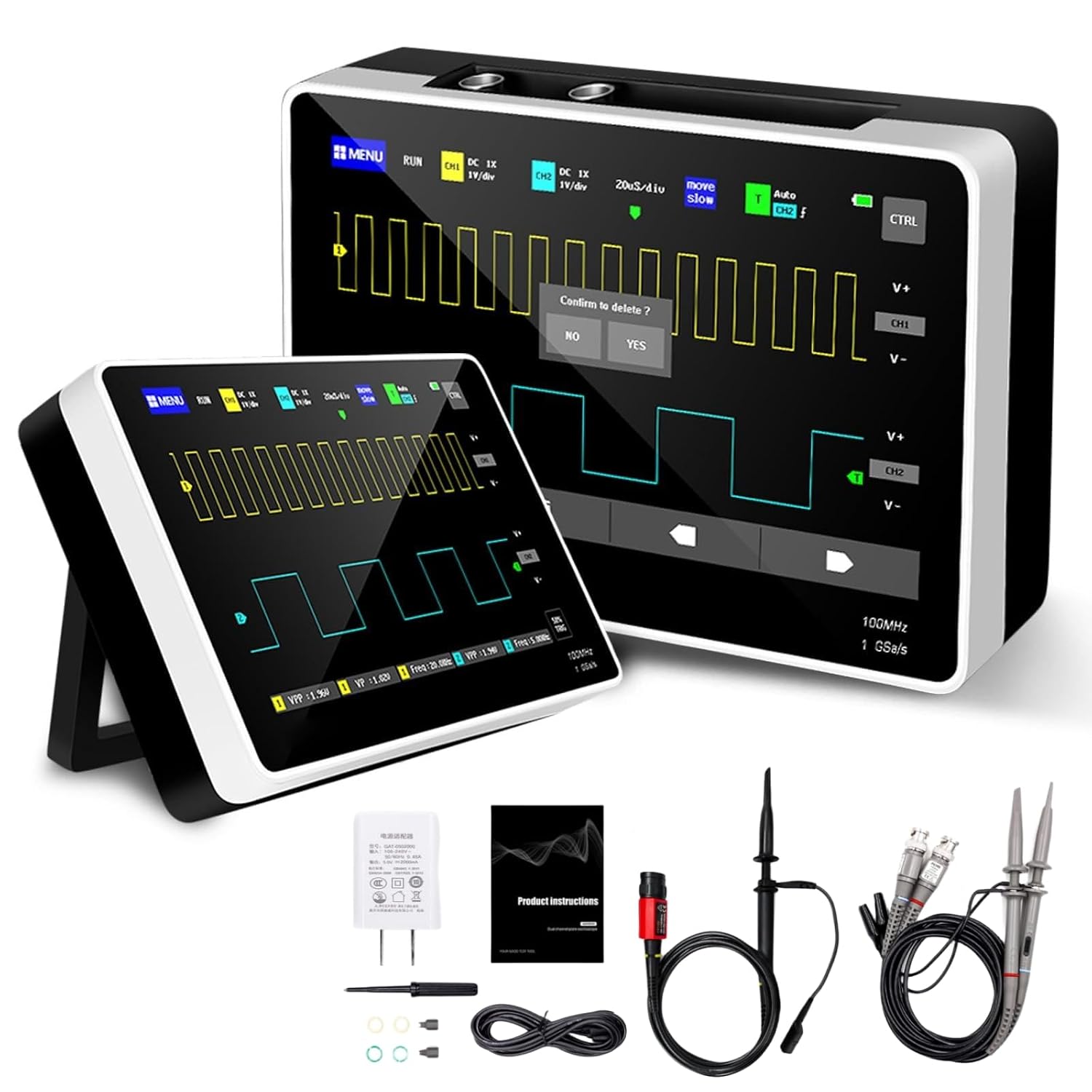 Electronics Repair Engineer - 2チャンネル、100MHz、1GSa/sのサンプリングレートを持つ、7インチのタッチスクリーンを備えたデジタルストレージオシロスコープ。電子機器の修理、自動車修理、DIY、エンジニアリングに最適。
