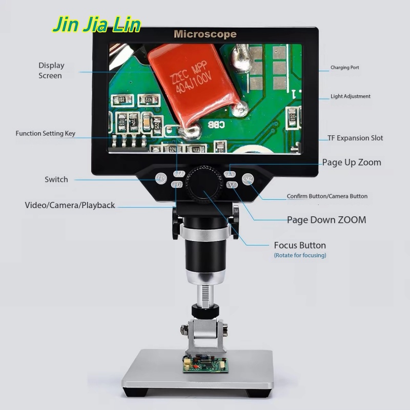 Electronics Repair Microscope - 7インチ 1-1200倍 HDデジタルLCD顕微鏡、補助ライト付き、コモンレールインジェクター修理用電子検査顕微鏡