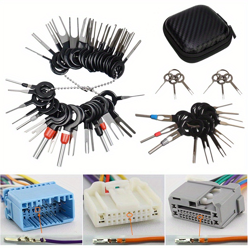 Elektronik Repair - 11/18個入り 車用端子取り外し修理ツール 電気配線圧着コネクタピン抜き取りキットキー 自動車プラグプラー