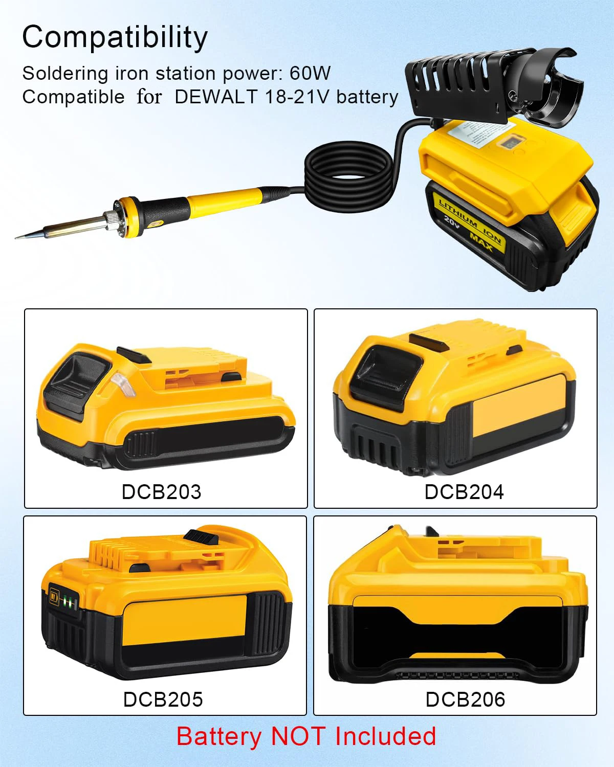 ポータブルはんだごてキット、Dewalt 20Vバッテリー対 - Elektronik Repair のレビューと価格