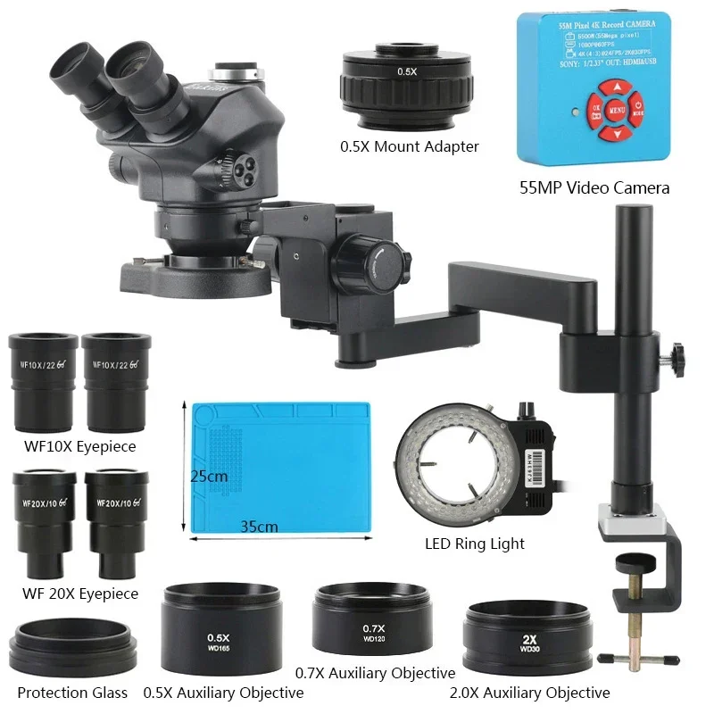 3.5x-200倍ズーム付きステレオ三眼顕微鏡,折りたたみ式 - Electronics Repair Microscope のレビューと価格
